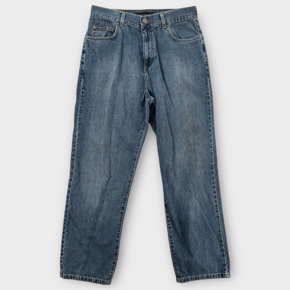 VTG Calvin Klein Jeans Mens 33 Easy Fit Relaxed Blue Denim Y2K Grunge Distressed